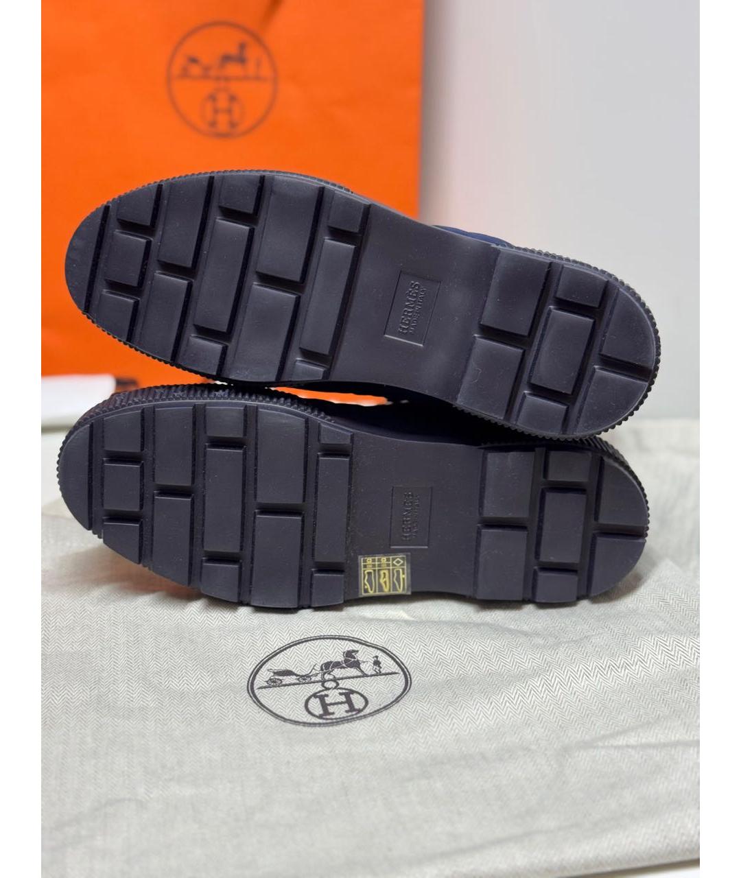 HERMES Темно-синие текстильные ботинки, фото 4