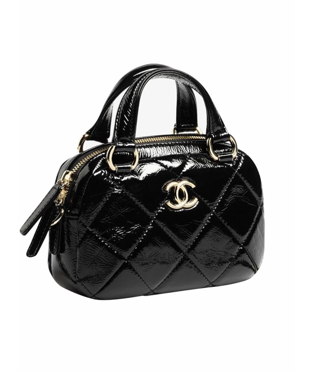 CHANEL Черная сумка через плечо из лакированной кожи, фото 1
