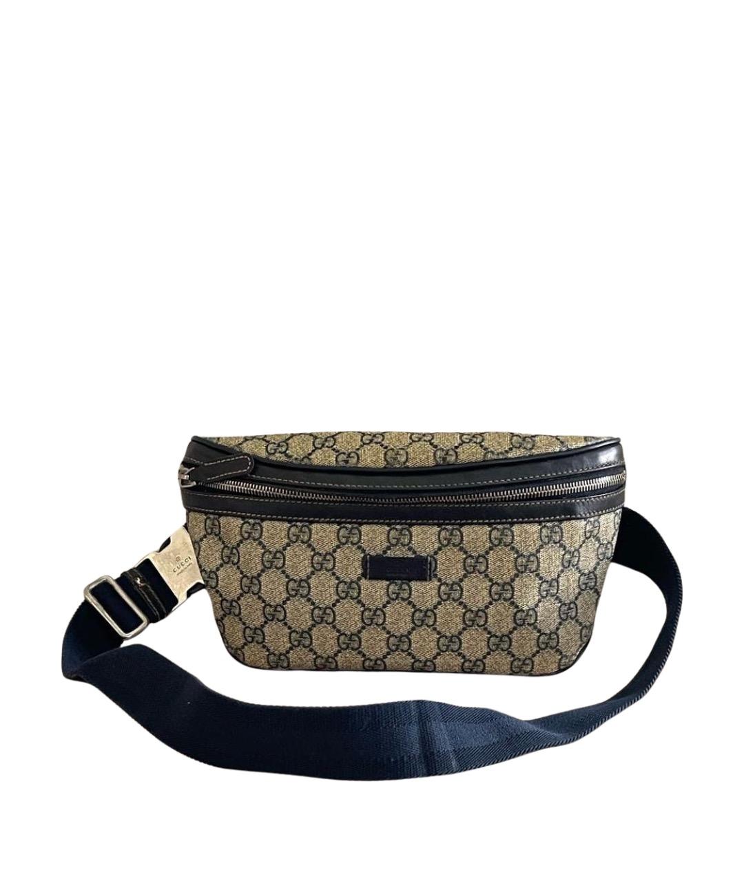 GUCCI Бежевая кожаная поясная сумка, фото 1
