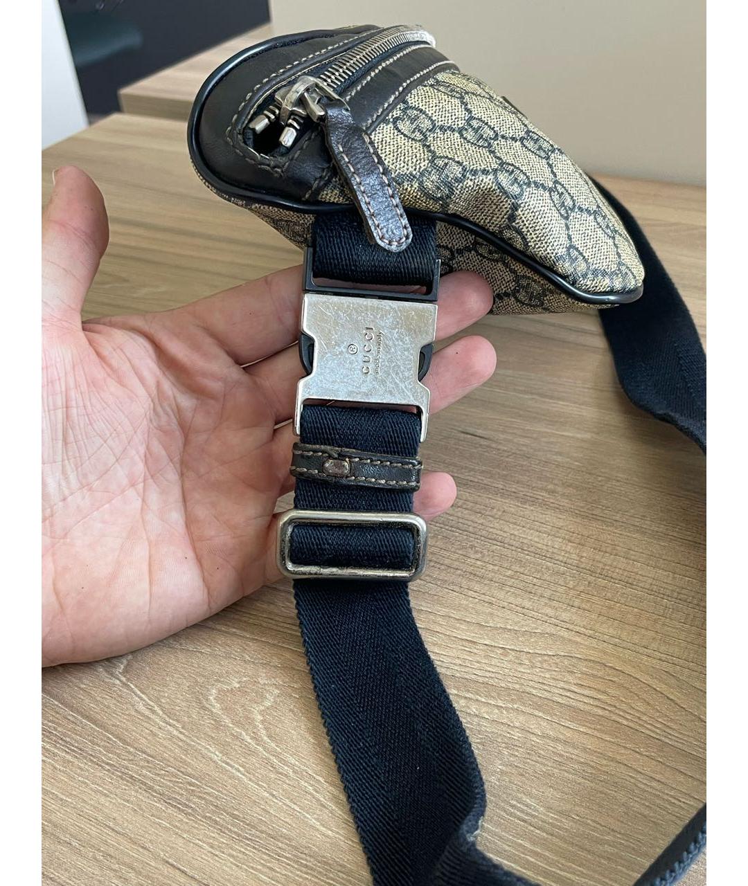 GUCCI Бежевая кожаная поясная сумка, фото 6