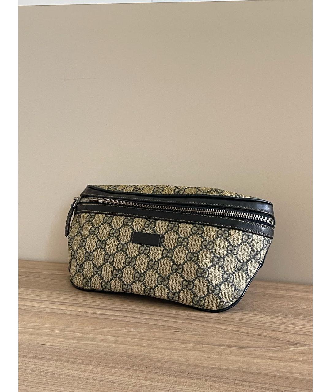 GUCCI Бежевая кожаная поясная сумка, фото 2