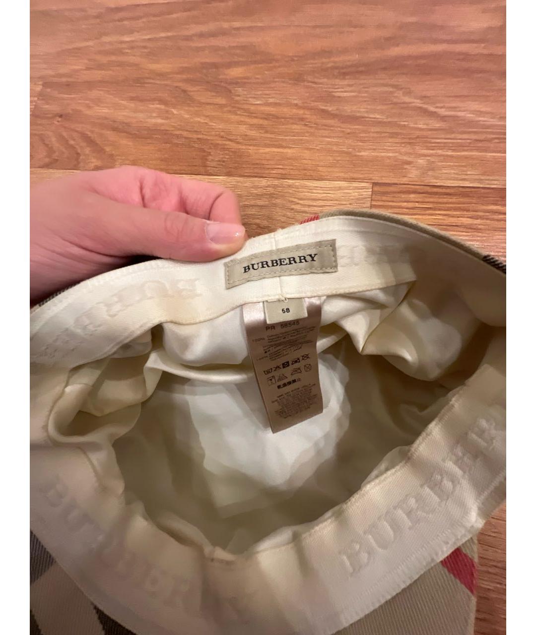 BURBERRY Бежевая хлопковая кепка, фото 4
