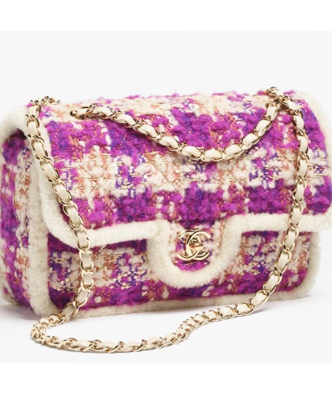 CHANEL Розовая шерстяная сумка через плечо, фото 2