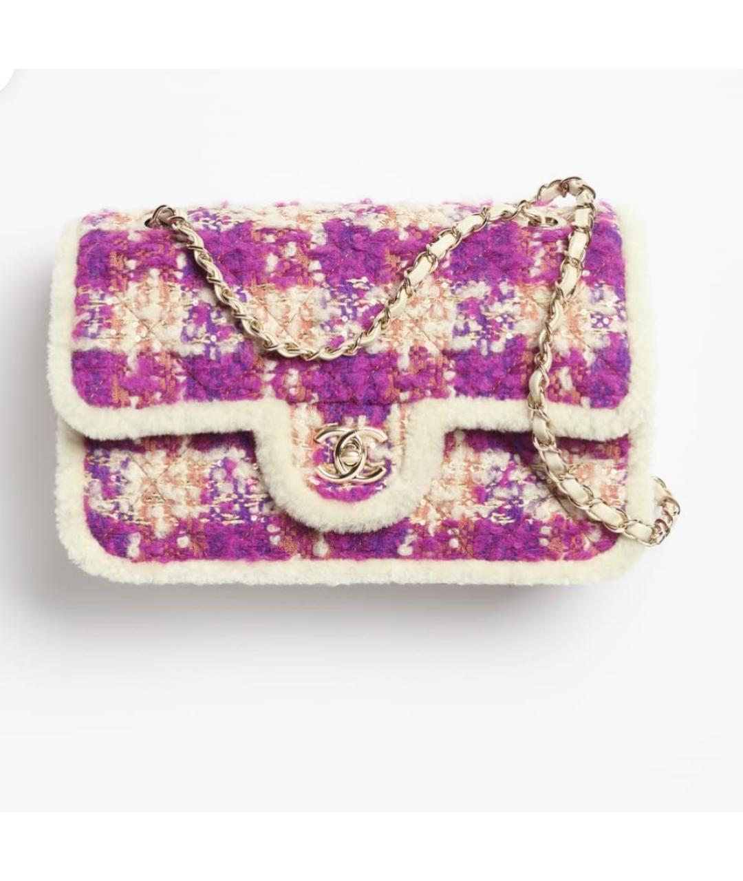 CHANEL Розовая шерстяная сумка через плечо, фото 3