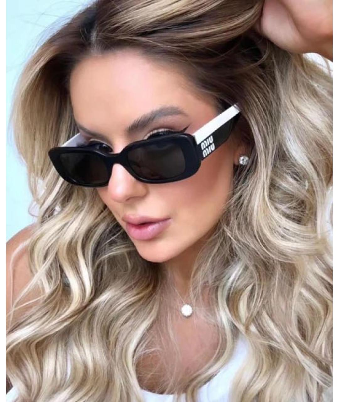 MIU MIU Черные пластиковые солнцезащитные очки, фото 4