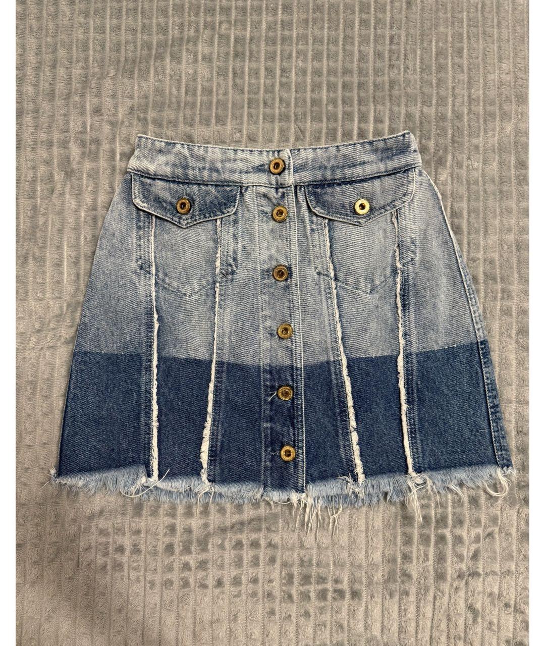 VERSACE JEANS COUTURE Синяя хлопковая юбка мини, фото 6