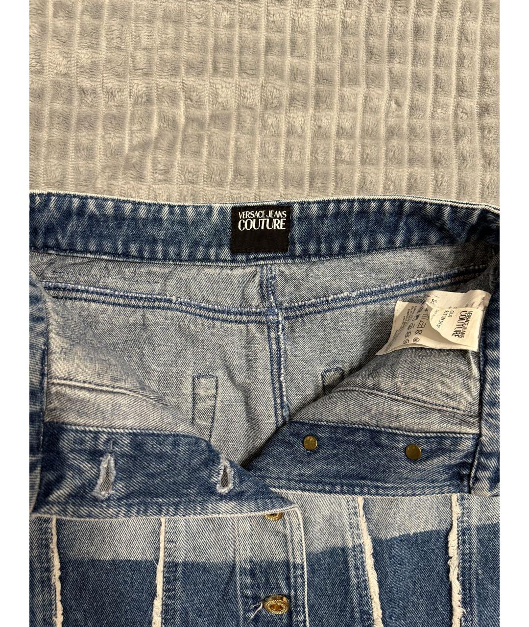 VERSACE JEANS COUTURE Синяя хлопковая юбка мини, фото 3