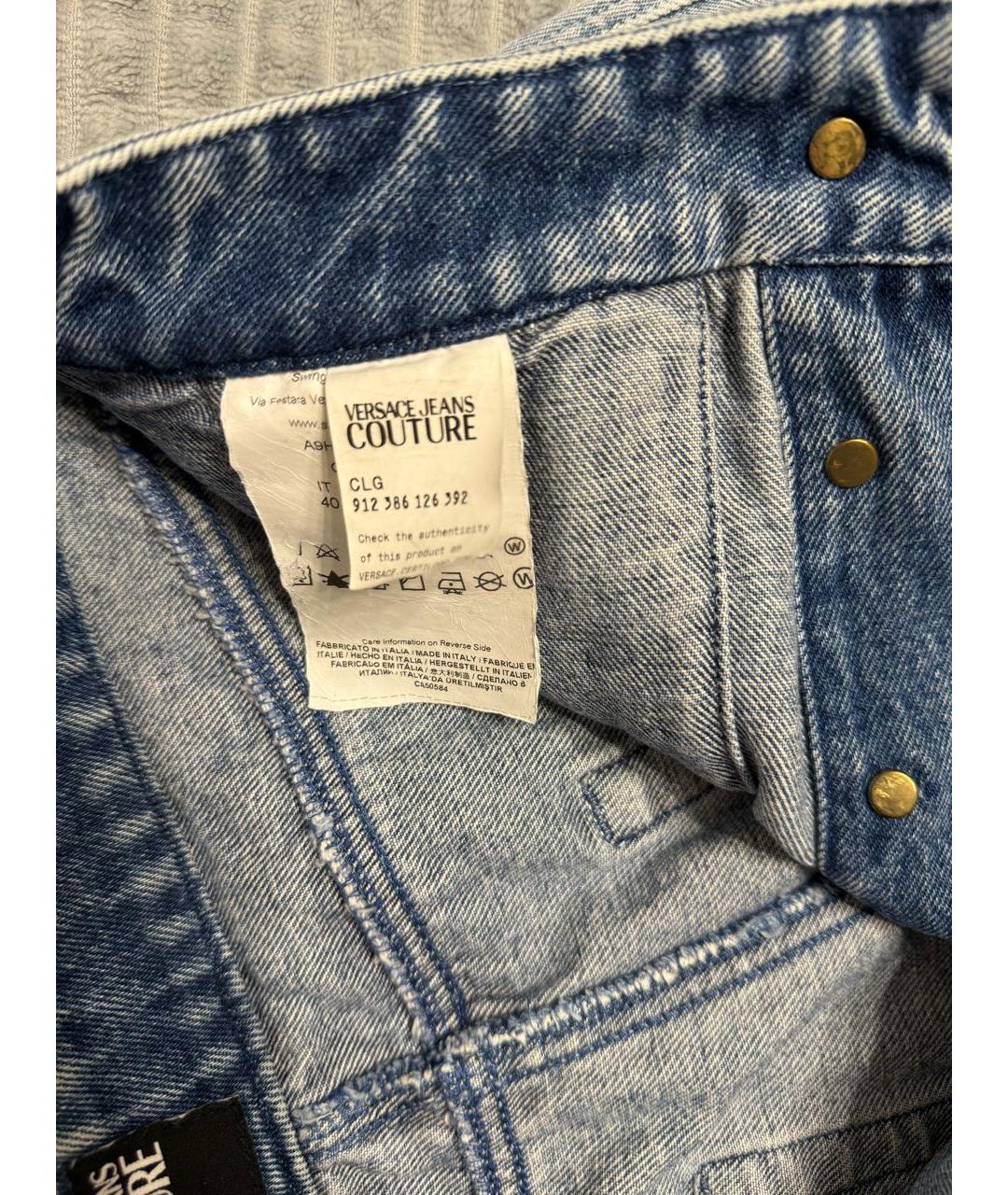 VERSACE JEANS COUTURE Синяя хлопковая юбка мини, фото 5