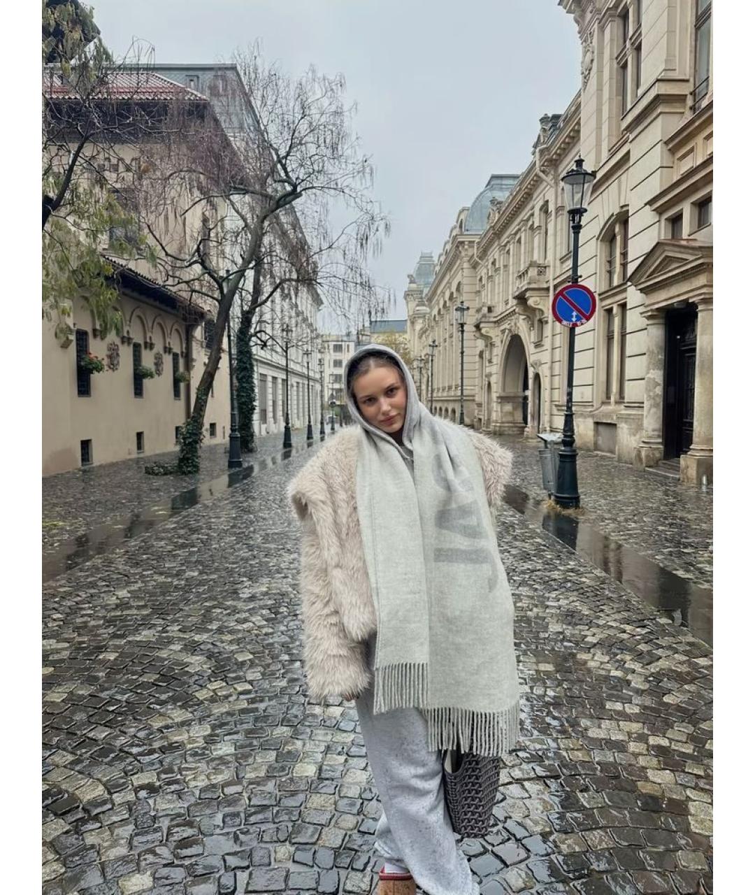 JACQUEMUS Серый шерстяной шарф, фото 3