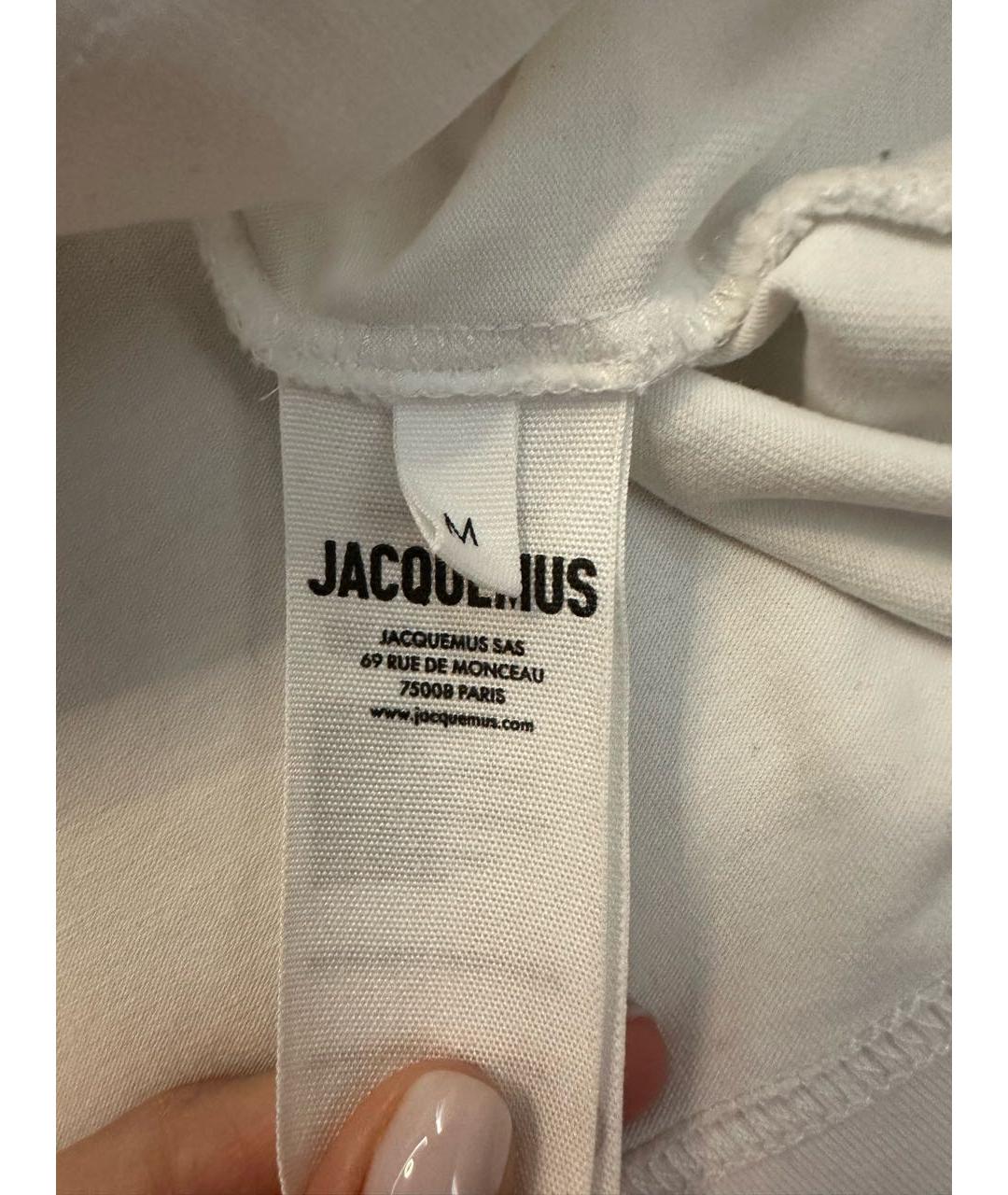 JACQUEMUS Белая хлопковая футболка, фото 4