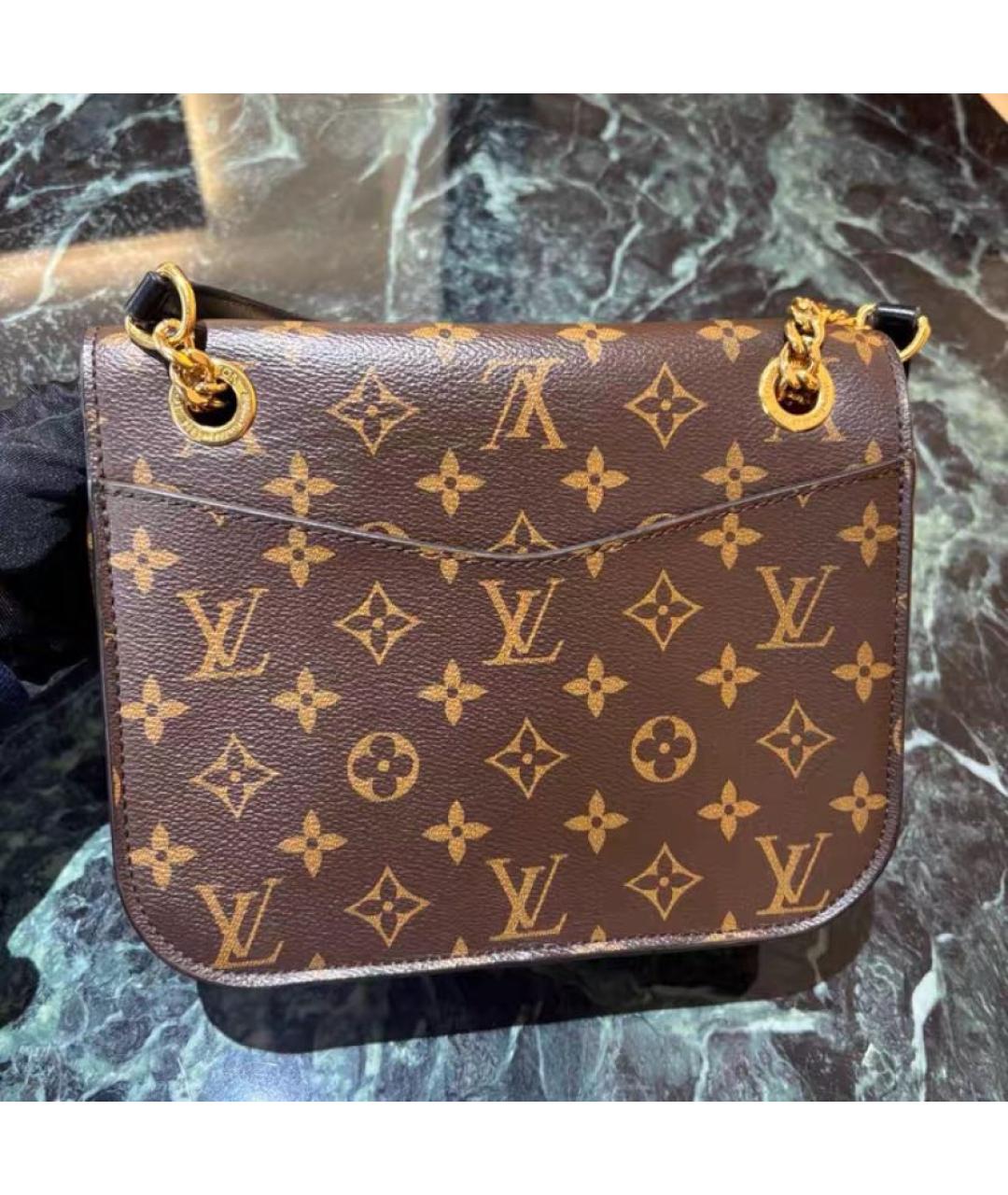 LOUIS VUITTON Коричневая кожаная сумка через плечо, фото 4