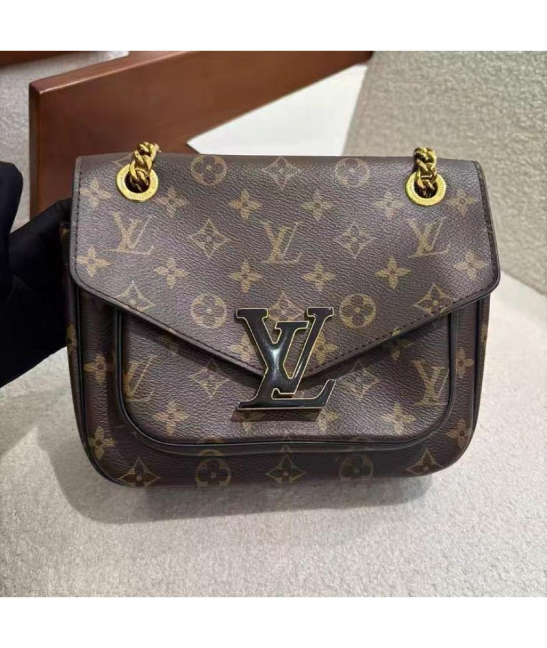 LOUIS VUITTON Коричневая кожаная сумка через плечо, фото 2