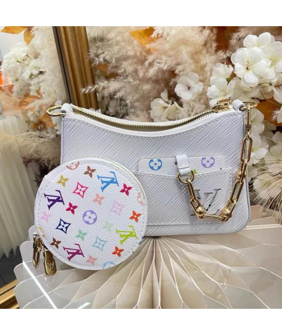 LOUIS VUITTON Белая кожаная сумка через плечо, фото 2