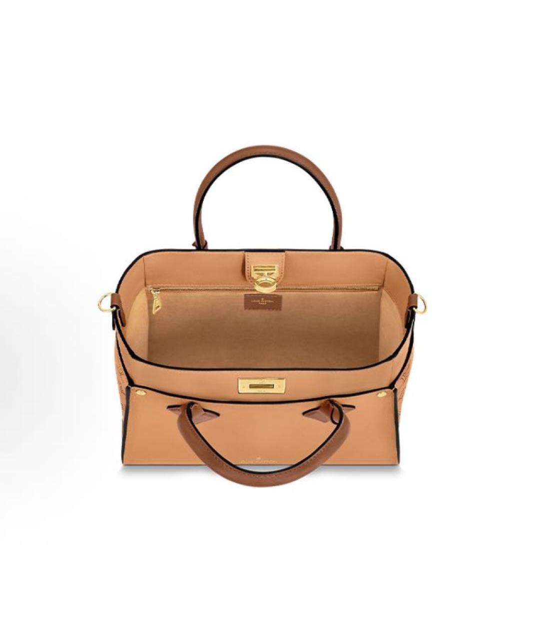 LOUIS VUITTON Бежевая кожаная сумка с короткими ручками, фото 3