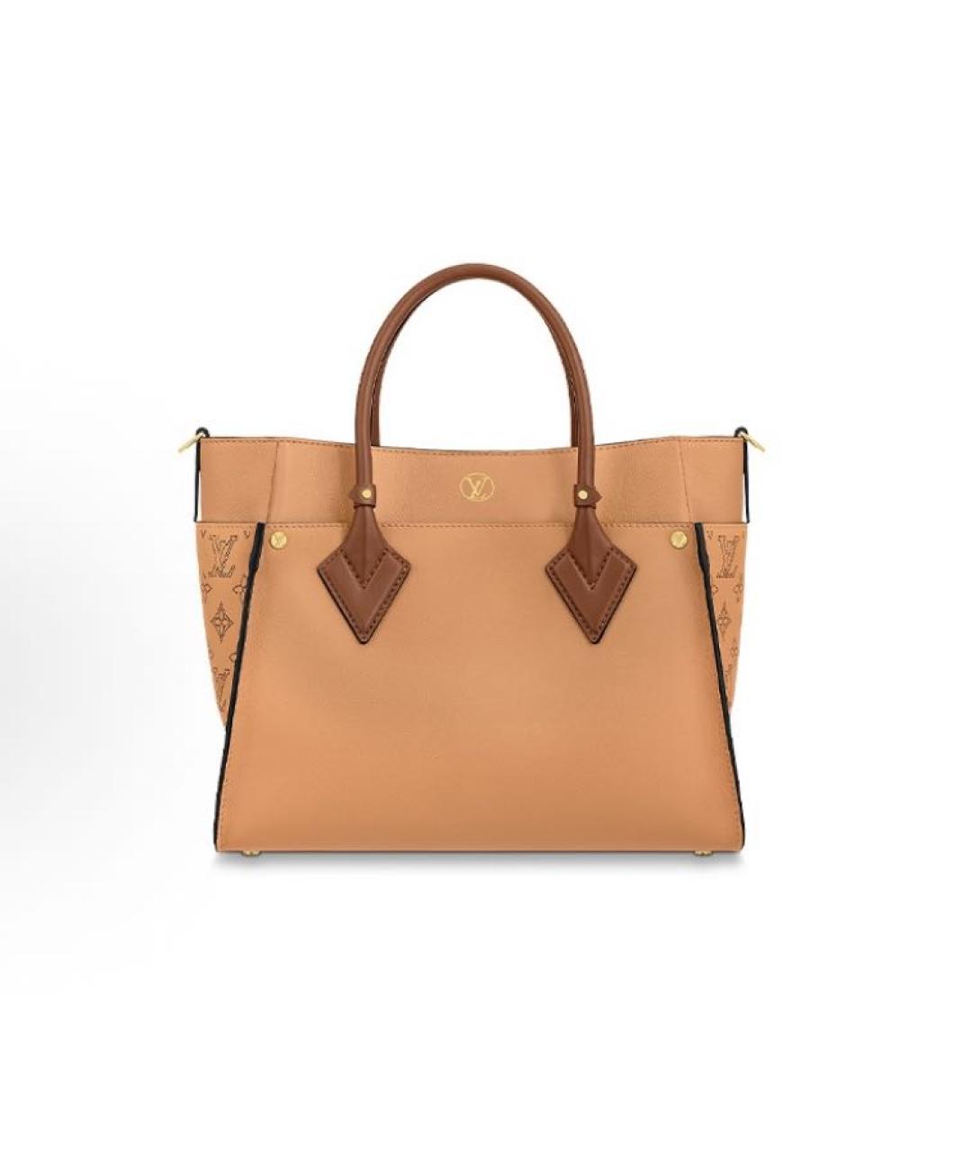 LOUIS VUITTON Бежевая кожаная сумка с короткими ручками, фото 2
