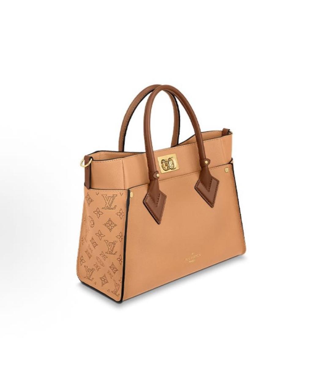 LOUIS VUITTON Бежевая кожаная сумка с короткими ручками, фото 4
