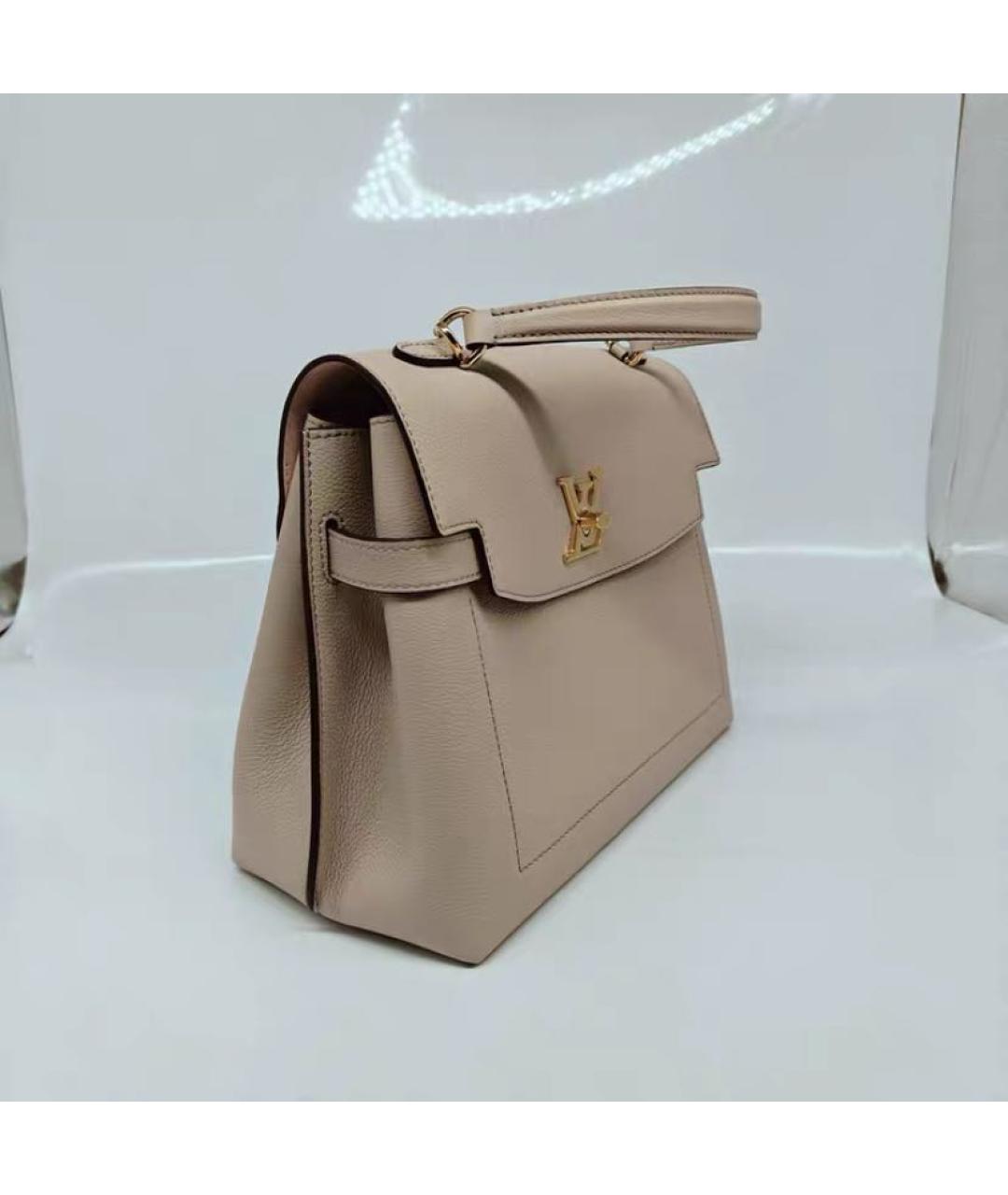 LOUIS VUITTON Бежевая кожаная сумка с короткими ручками, фото 3