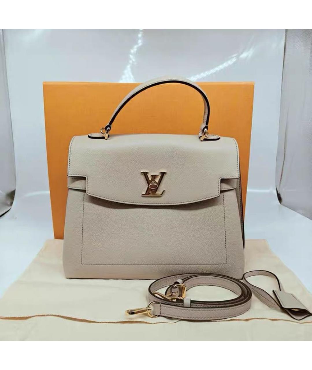 LOUIS VUITTON Бежевая кожаная сумка с короткими ручками, фото 2