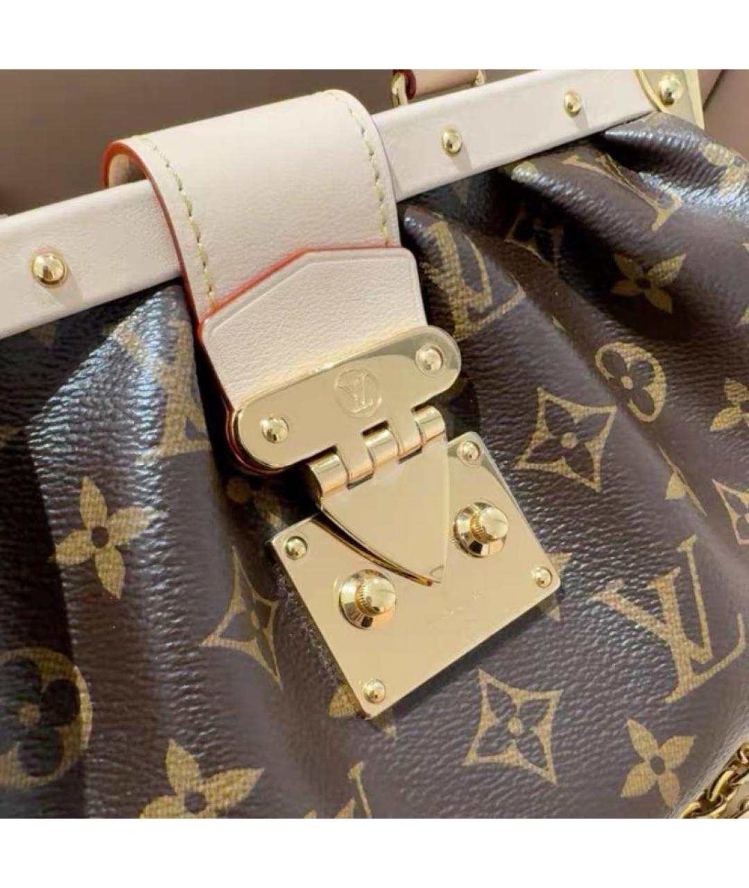 LOUIS VUITTON Коричневая кожаная сумка с короткими ручками, фото 3
