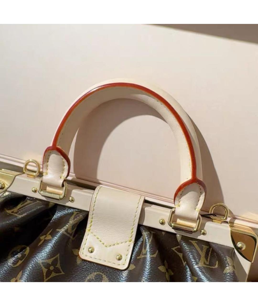 LOUIS VUITTON Коричневая кожаная сумка с короткими ручками, фото 4
