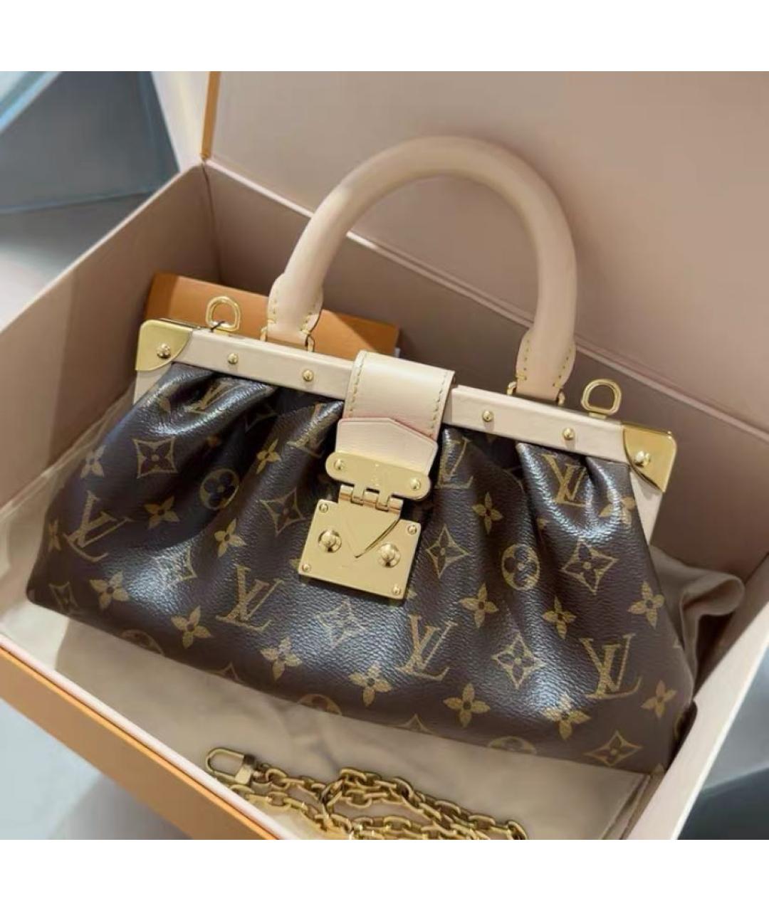 LOUIS VUITTON Коричневая кожаная сумка с короткими ручками, фото 2