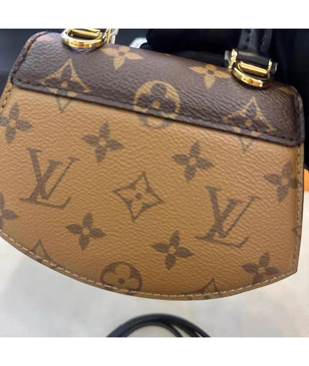 LOUIS VUITTON Коричневая кожаная сумка с короткими ручками, фото 4