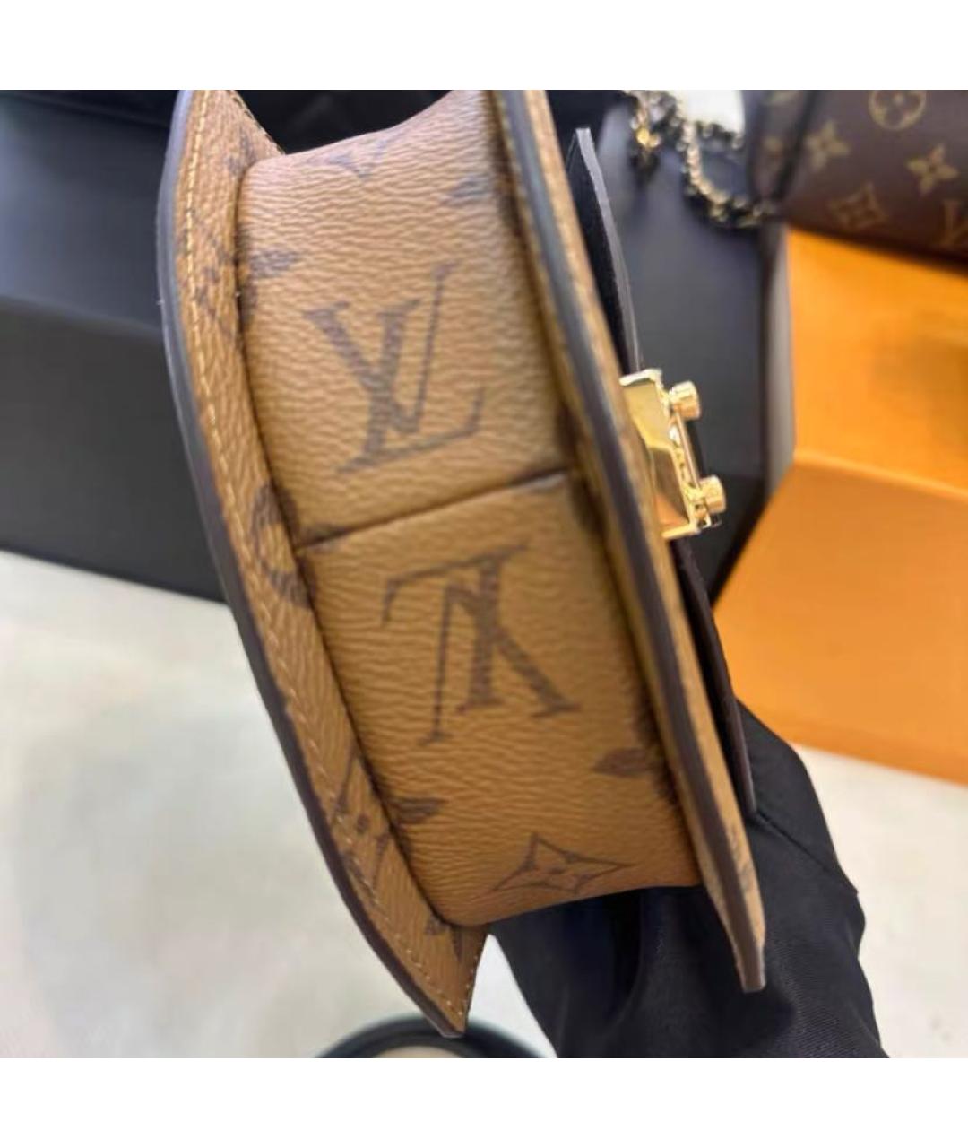 LOUIS VUITTON Коричневая кожаная сумка с короткими ручками, фото 3