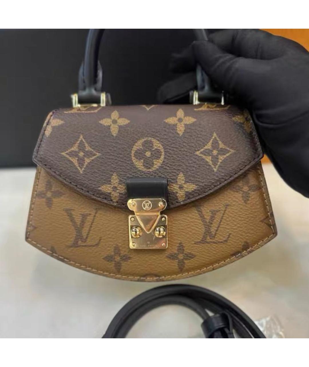 LOUIS VUITTON Коричневая кожаная сумка с короткими ручками, фото 2