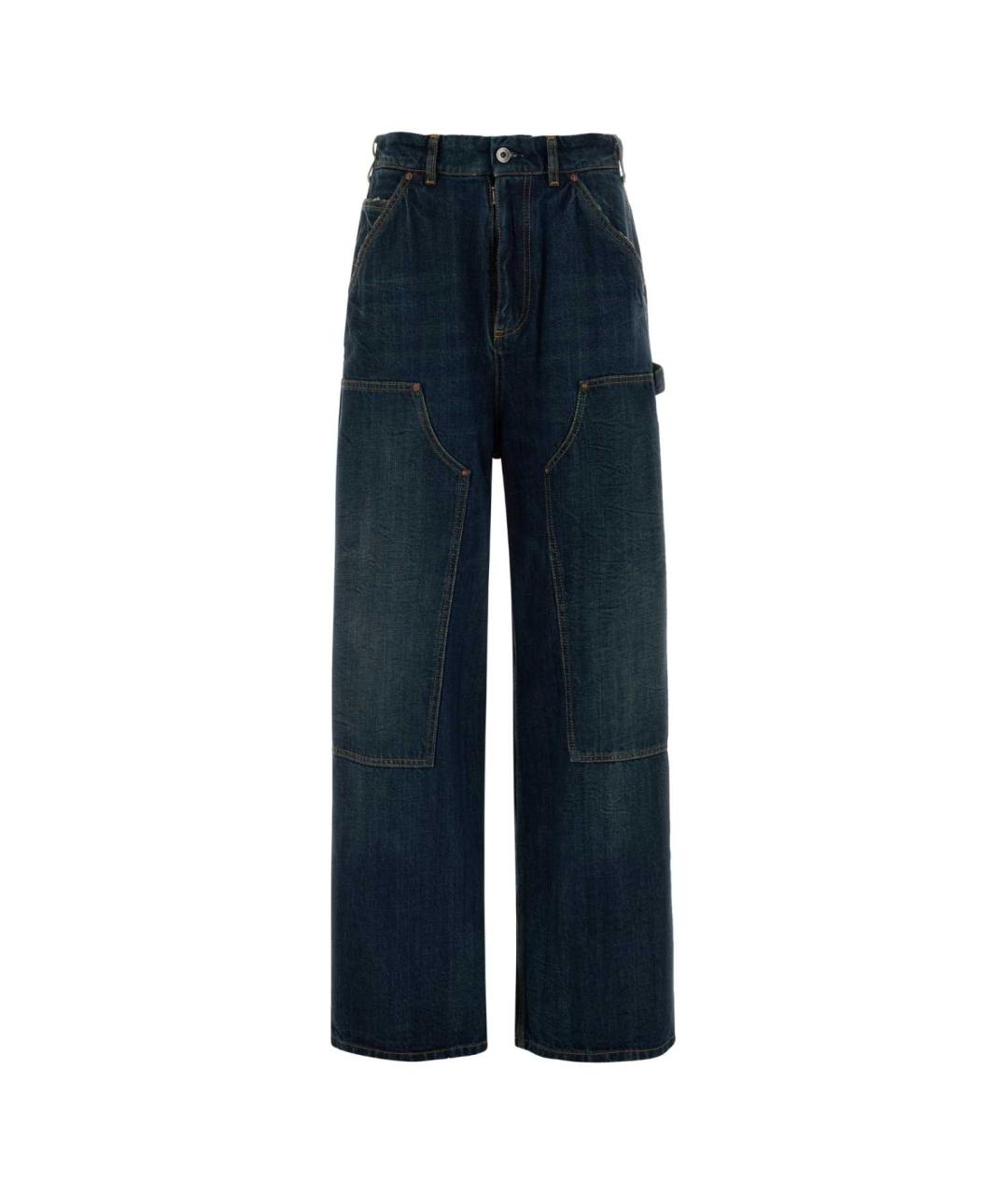MAISON MARGIELA Синие хлопковые прямые брюки, фото 1