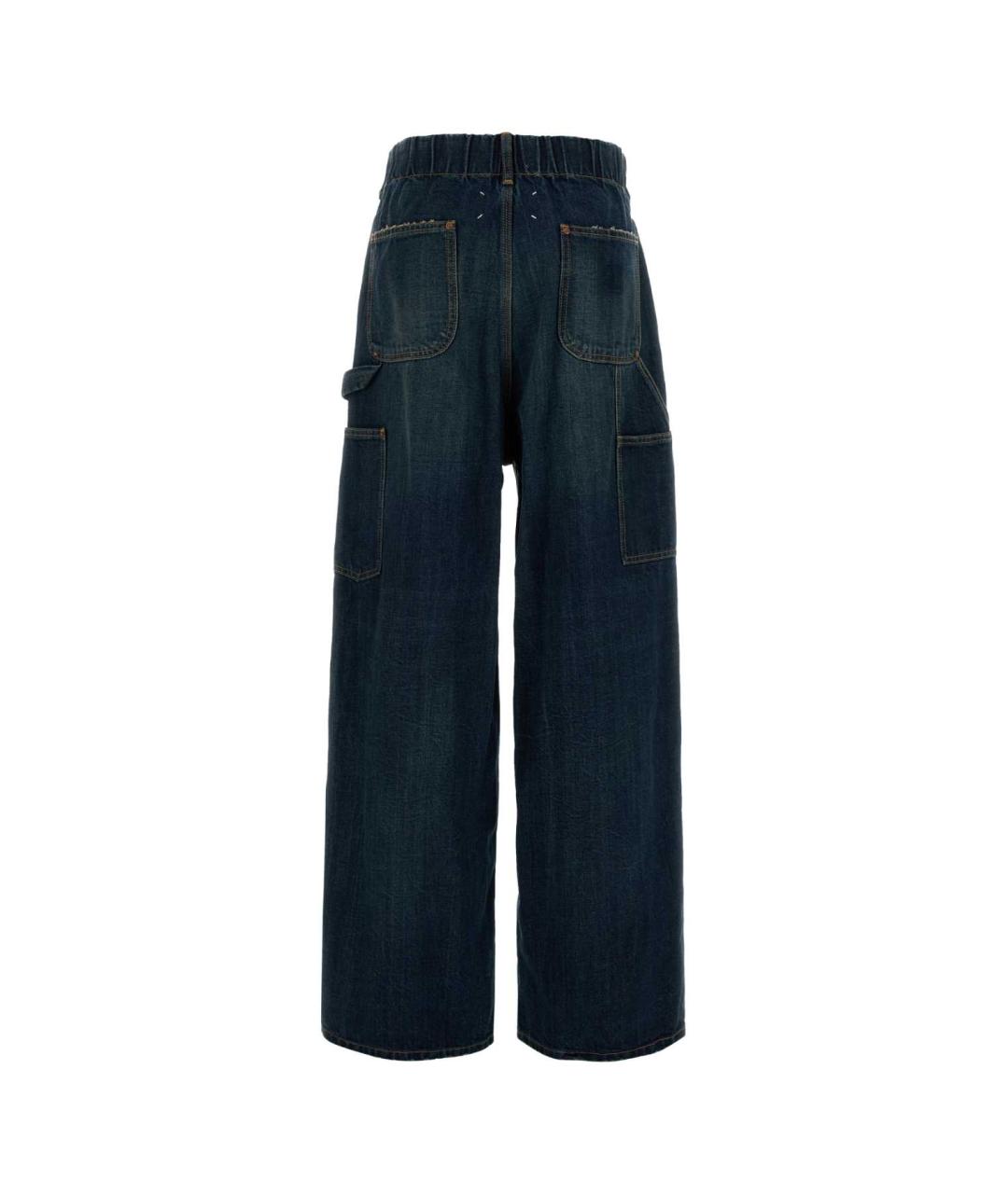MAISON MARGIELA Синие хлопковые прямые брюки, фото 2