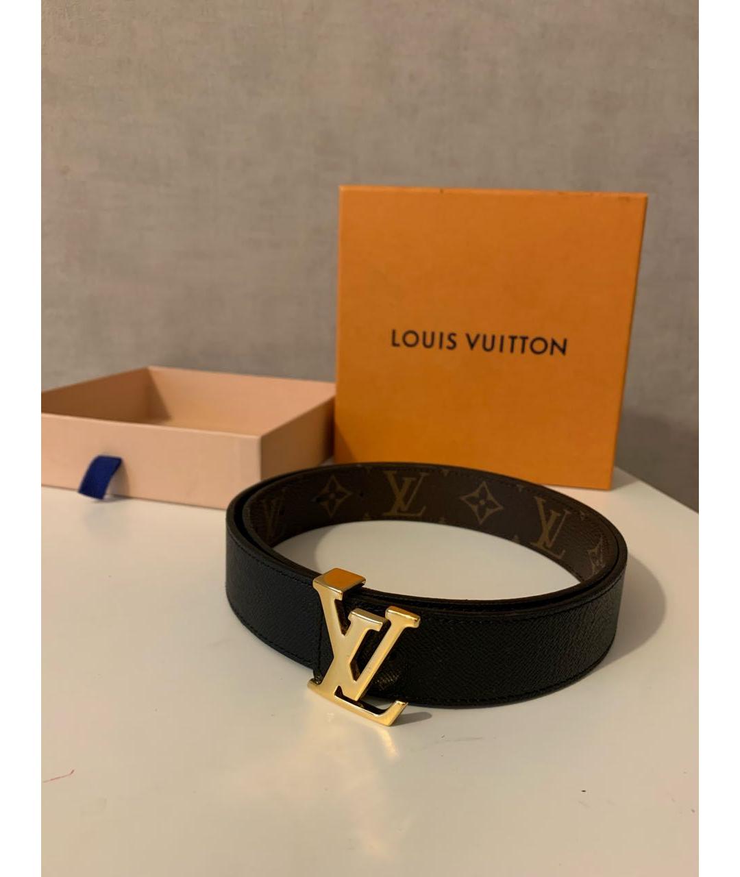 LOUIS VUITTON Черный кожаный ремень, фото 2