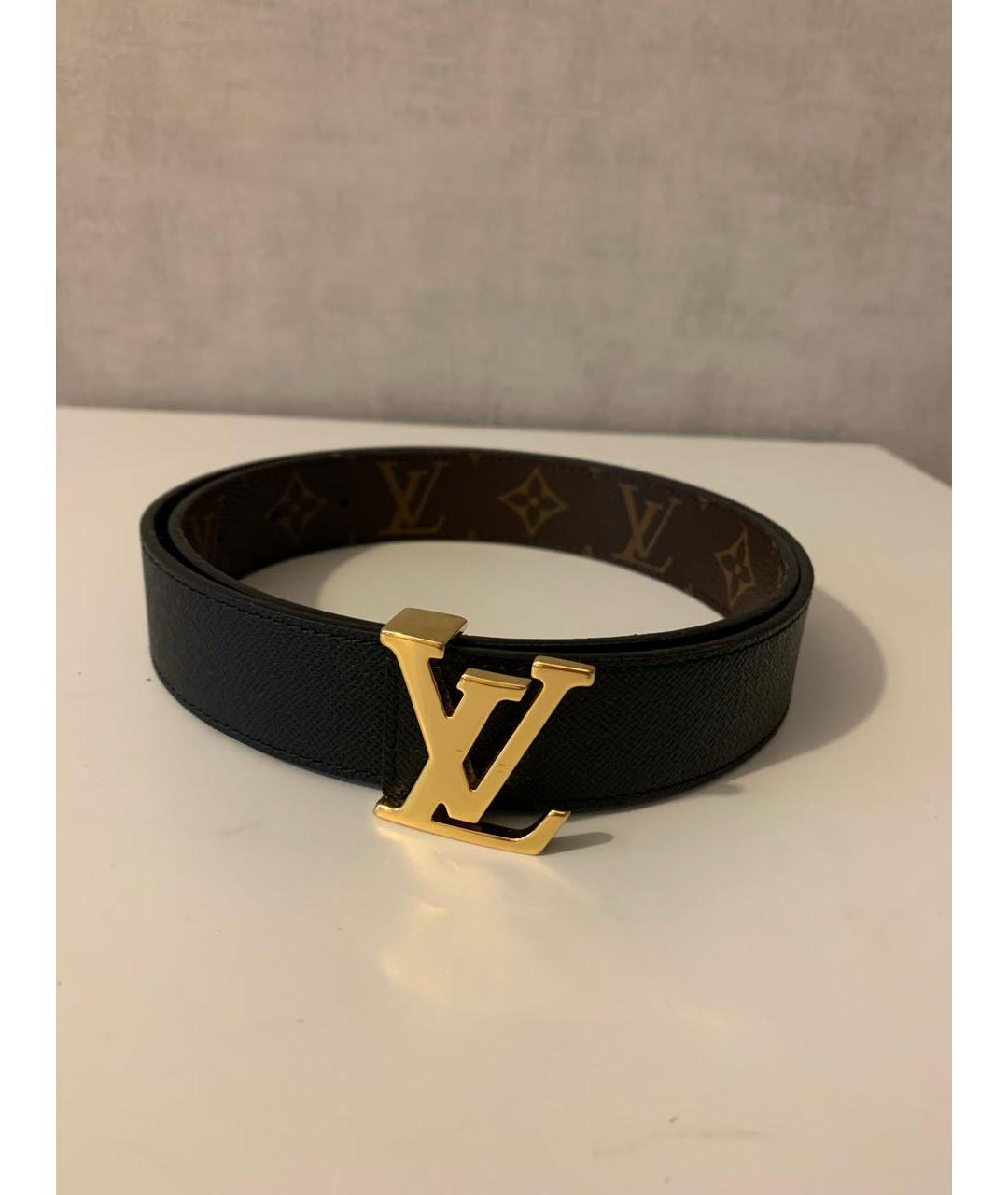 LOUIS VUITTON Черный кожаный ремень, фото 9