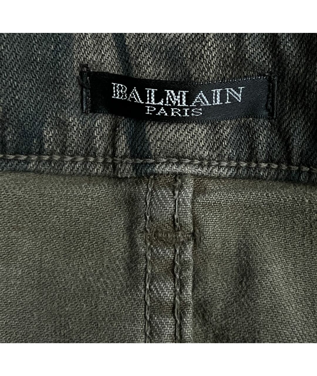 BALMAIN Хаки хлопко-эластановые джинсы слим, фото 3