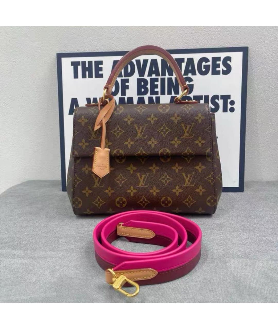 LOUIS VUITTON Коричневая кожаная сумка с короткими ручками, фото 2