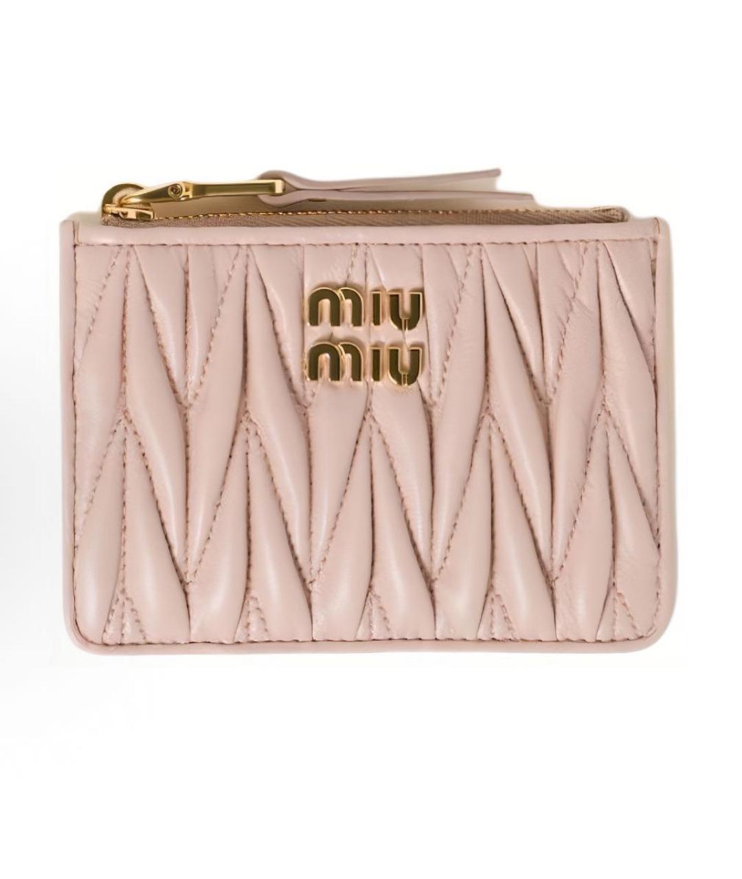 MIU MIU Розовый кожаный кардхолдер, фото 4