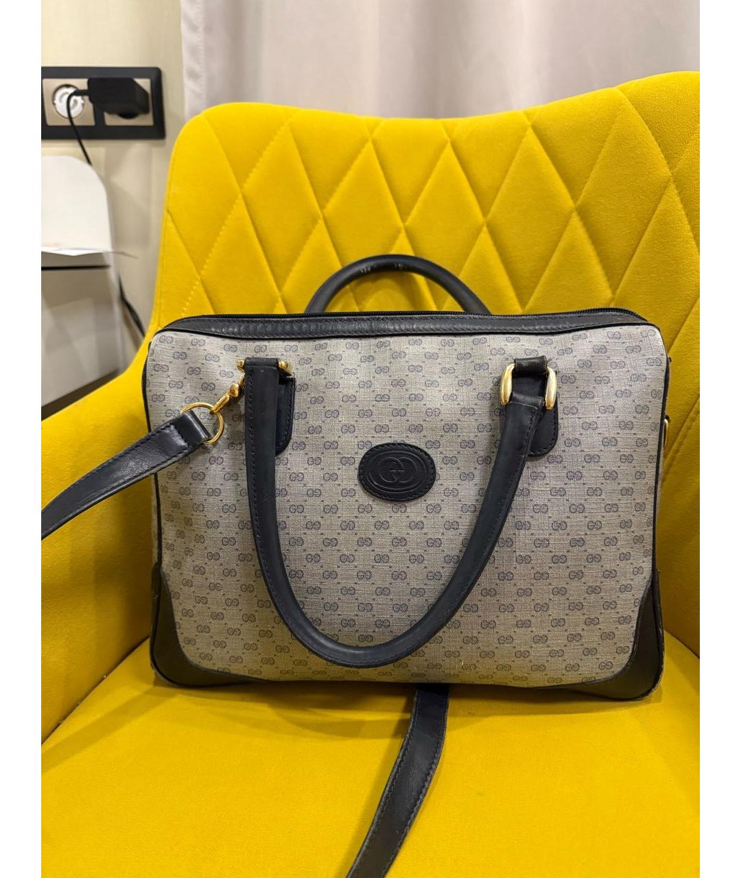 GUCCI Серая кожаная сумка с короткими ручками, фото 2