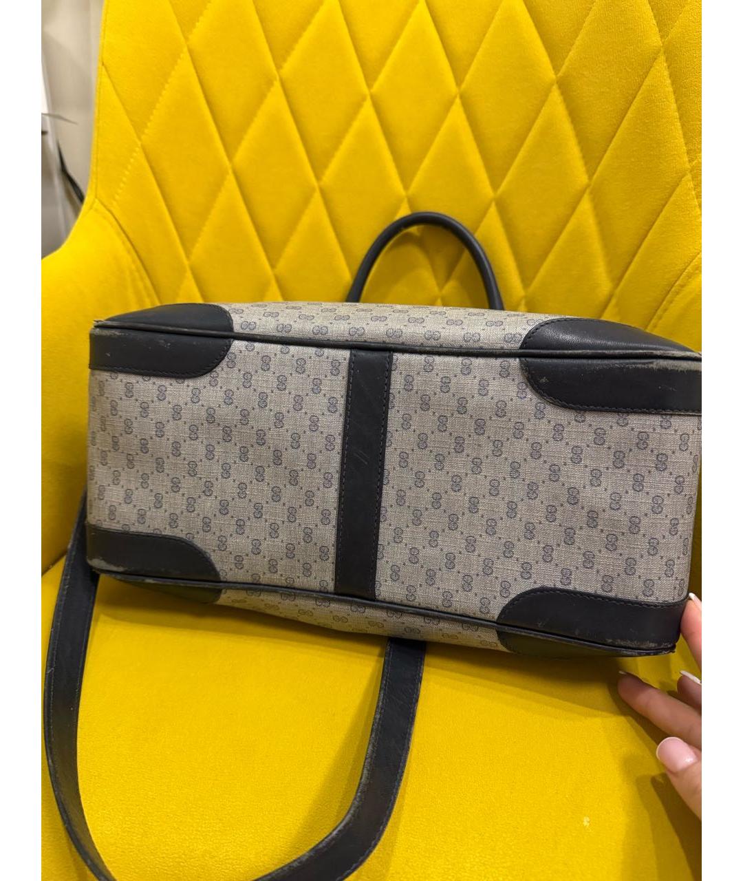 GUCCI Серая кожаная сумка с короткими ручками, фото 8