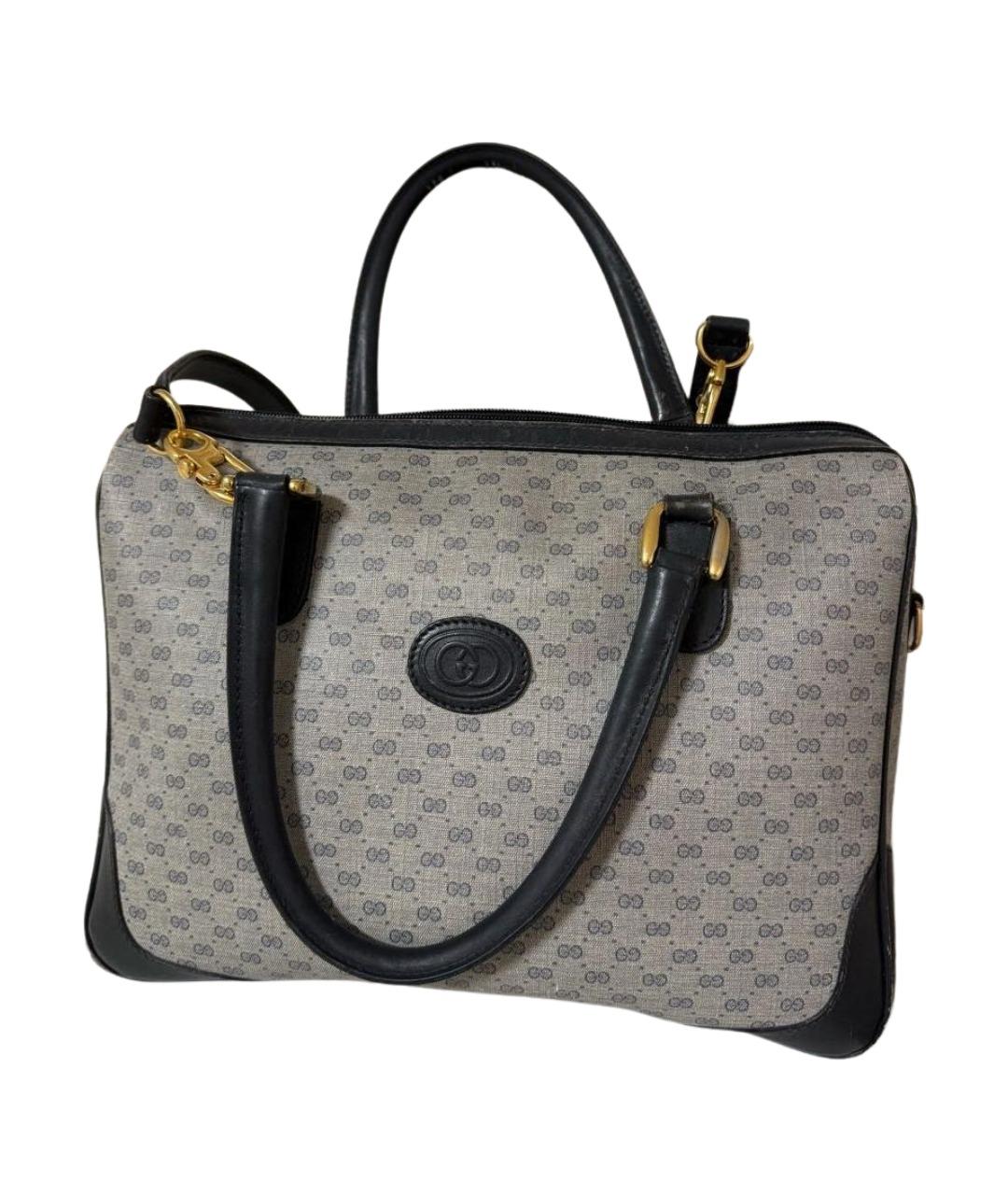 GUCCI Серая кожаная сумка с короткими ручками, фото 1
