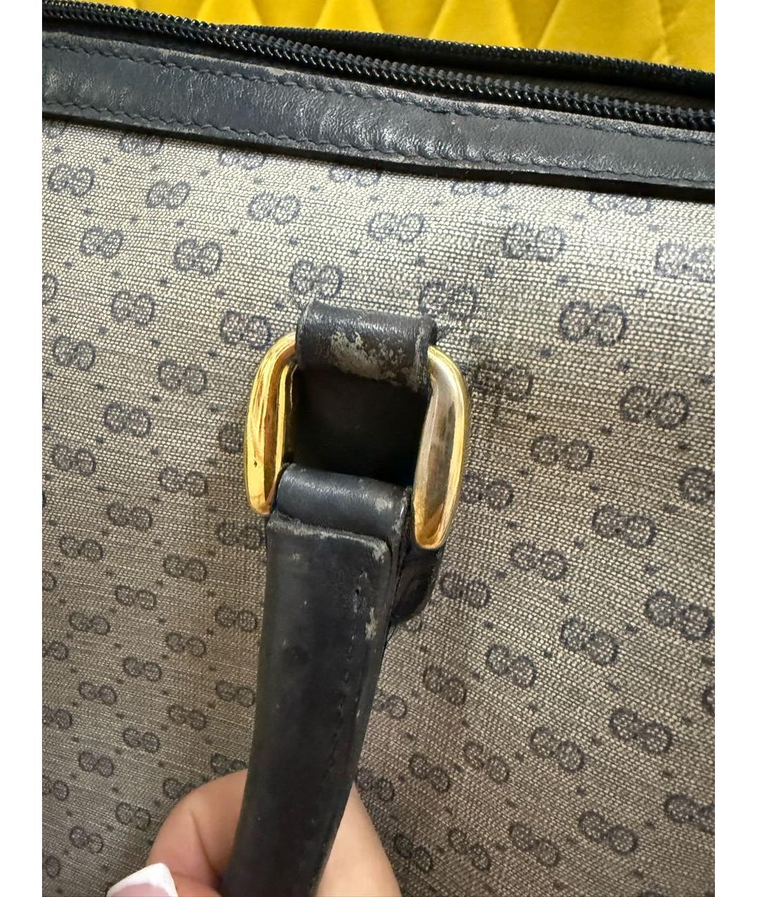 GUCCI Серая кожаная сумка с короткими ручками, фото 6