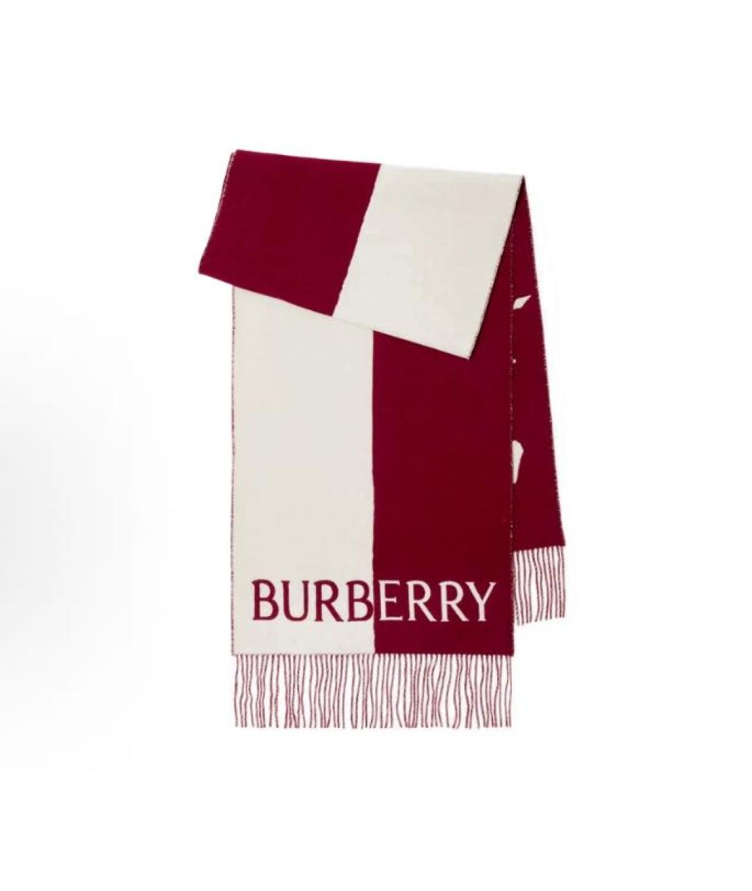 BURBERRY Бордовый шерстяной шарф, фото 3
