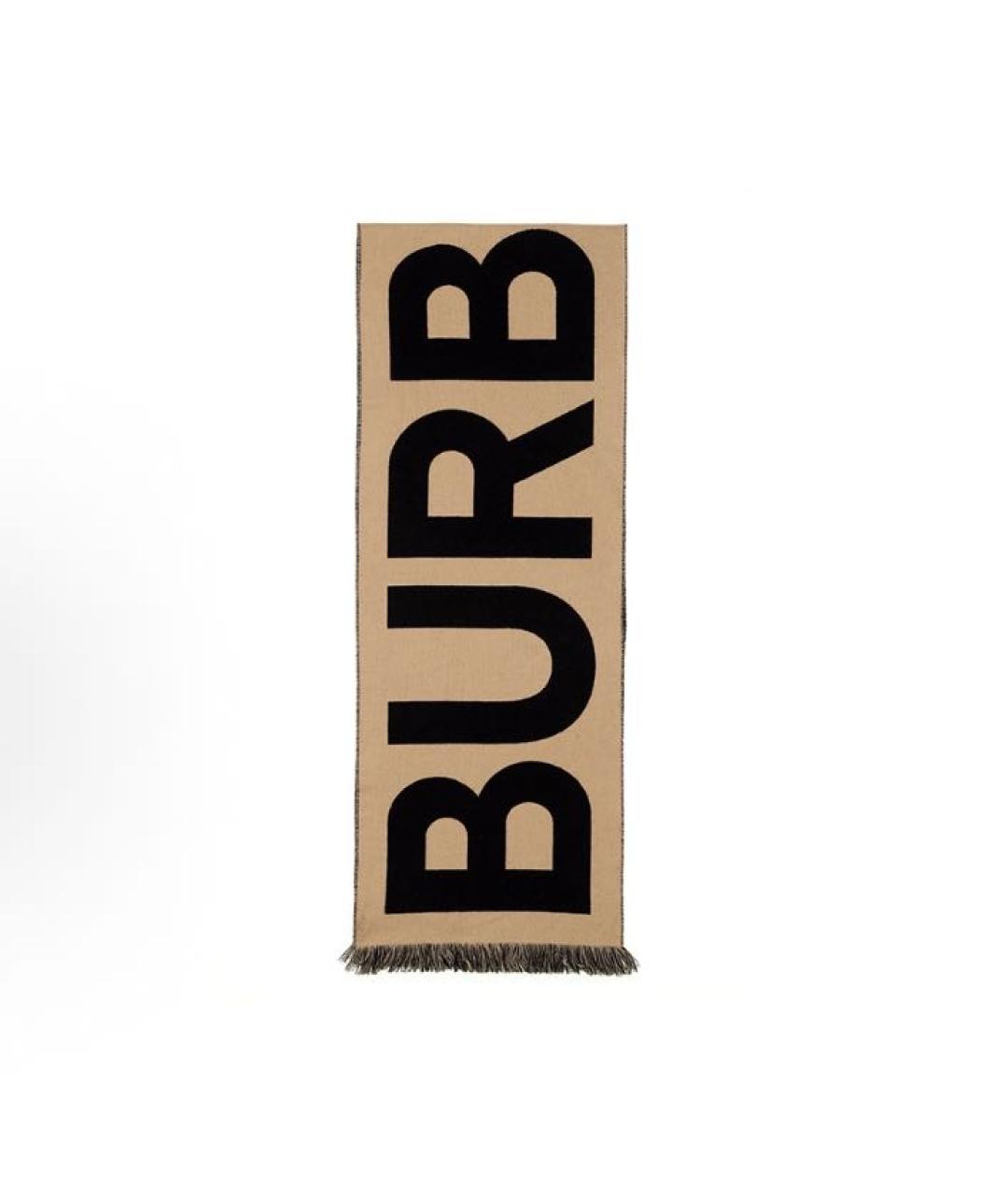 BURBERRY Бежевый шерстяной шарф, фото 4