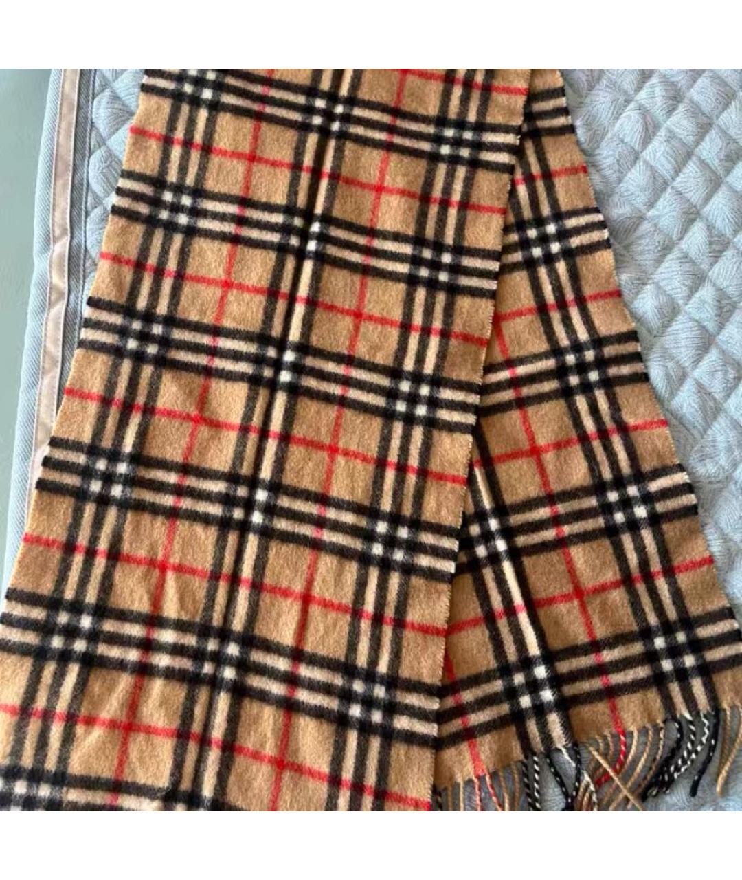 BURBERRY Бежевый шерстяной шарф, фото 4