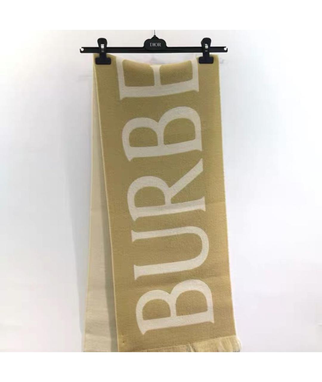 BURBERRY Бежевый шерстяной шарф, фото 2