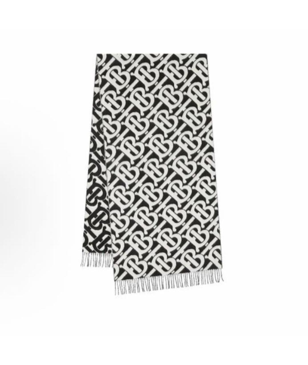 BURBERRY Черный шерстяной шарф, фото 4