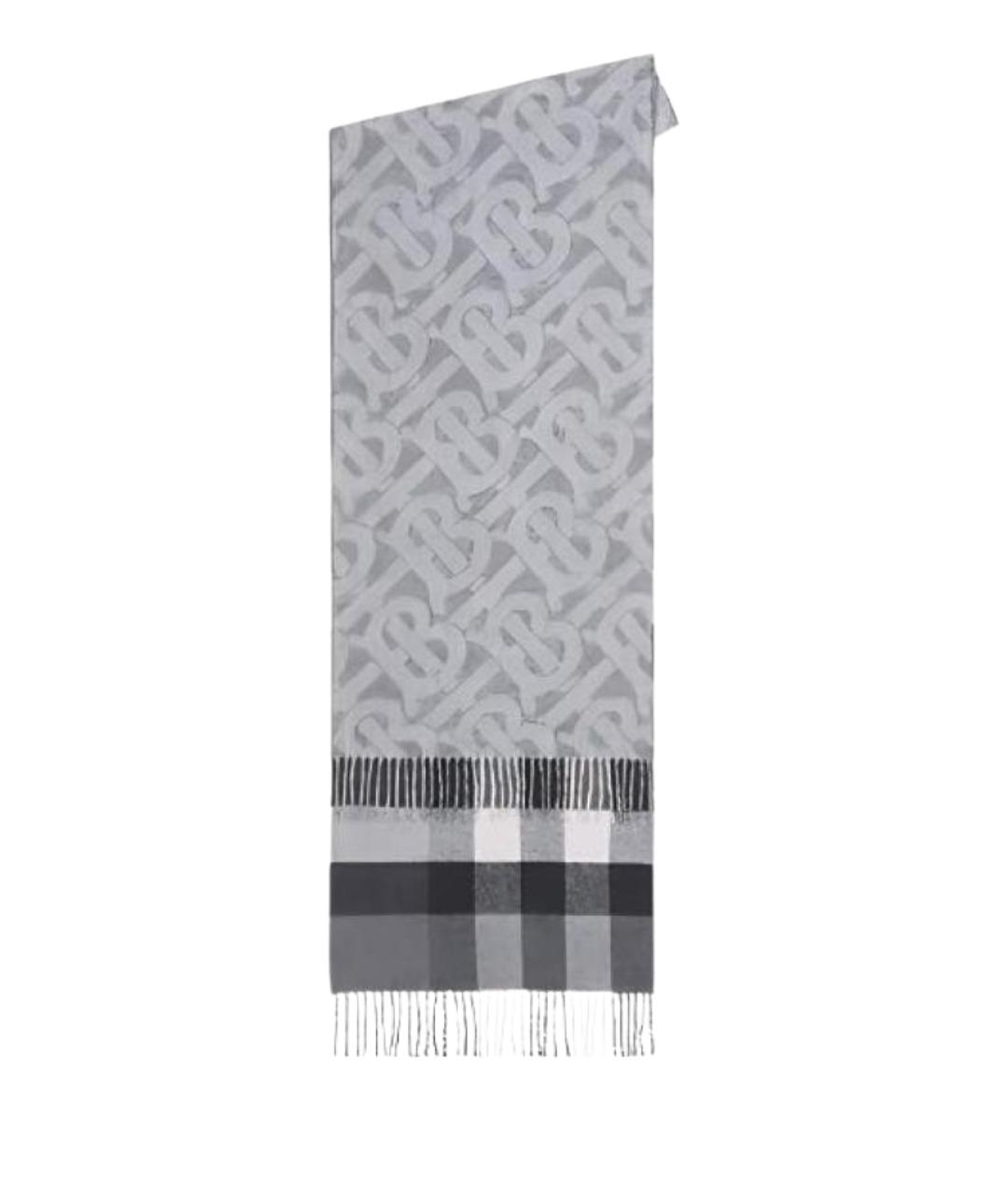 BURBERRY Серый шерстяной шарф, фото 1