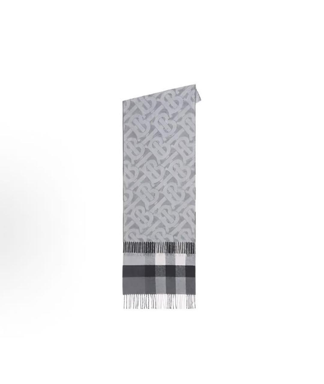BURBERRY Серый шерстяной шарф, фото 5