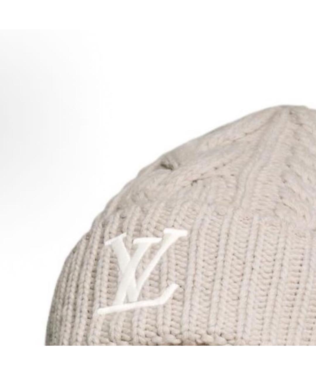 LOUIS VUITTON Бежевая шерстяная шапка, фото 3