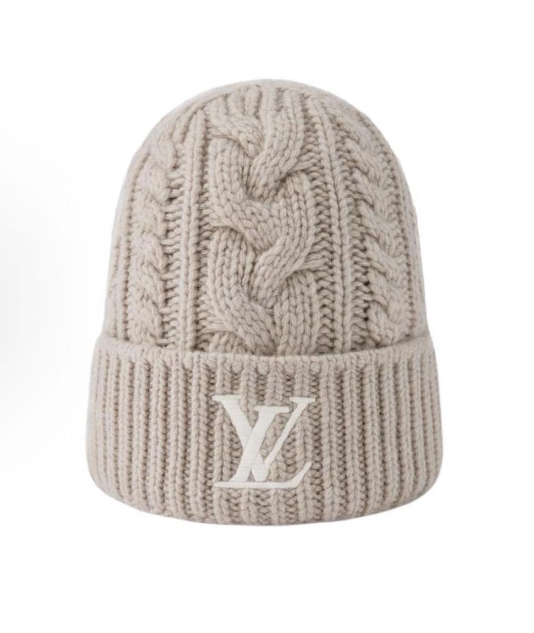 LOUIS VUITTON Бежевая шерстяная шапка, фото 4