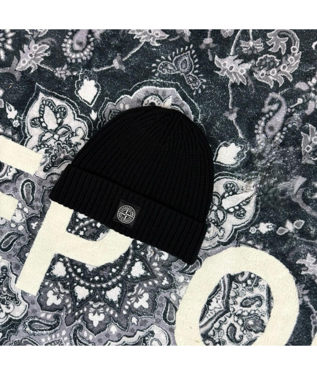 STONE ISLAND Черная шерстяная шапка, фото 2