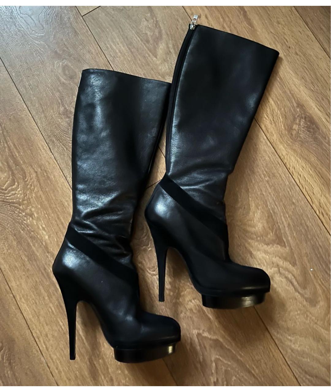 SAINT LAURENT Черные кожаные сапоги, фото 2